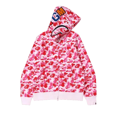 Limited Time 50% OFF | BAPE ABC Camo Shark Full Zip Hoodie Pink 01