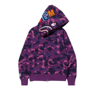 BAPE Color Camo Shark Full Zip Hoodie Purple 01