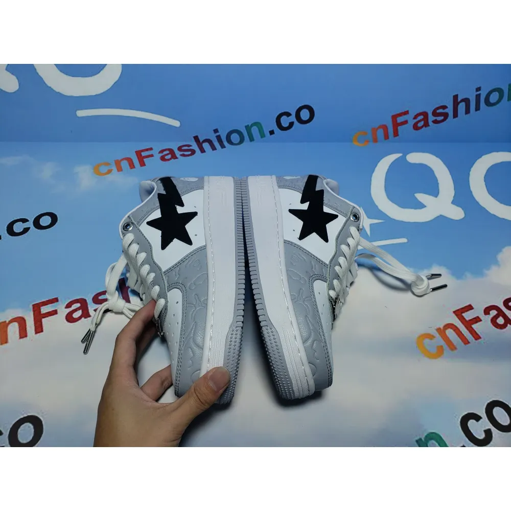 PKGoden A Bathing Ape Bape Sta Low White Grey Black,1G70-109-0004