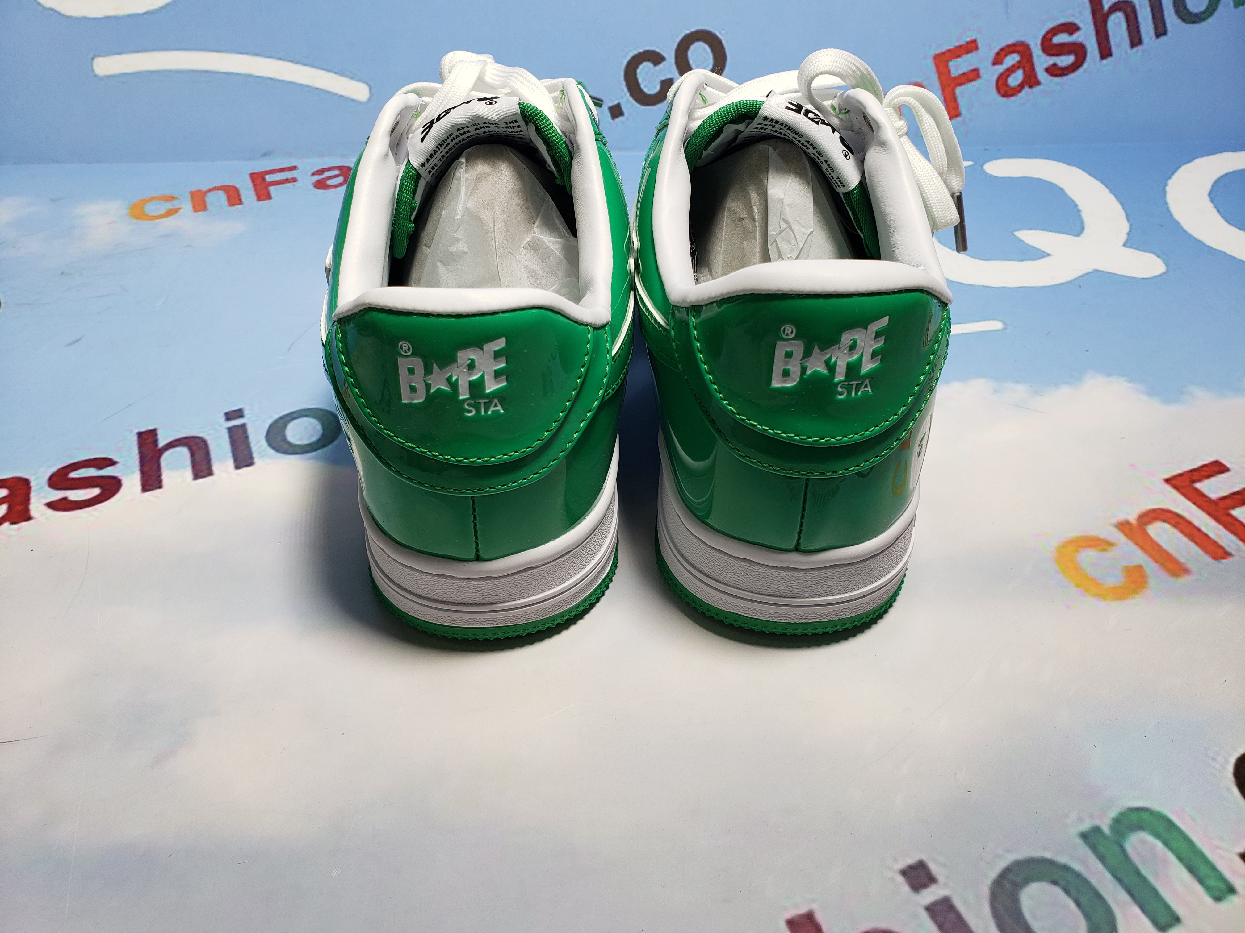 BMLin A Bathing Ape Bape Sta Low White Green 1H70-191-001