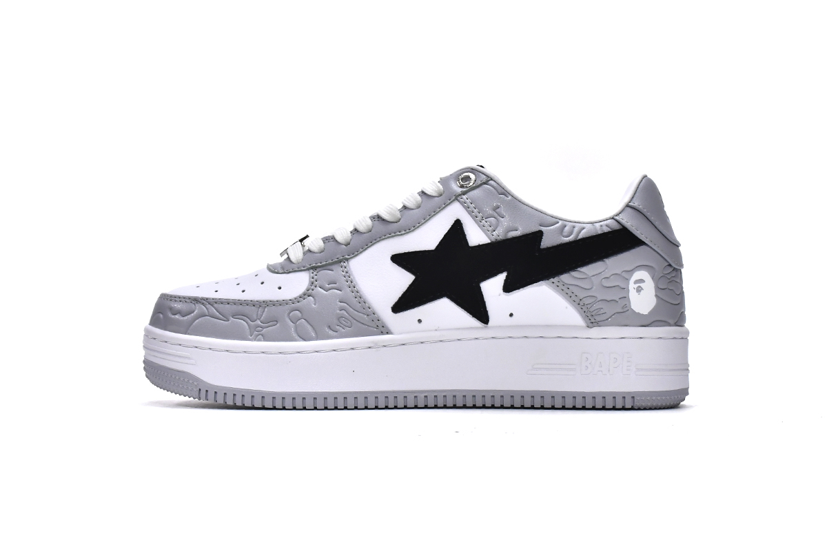 BMLin A Bathing Ape Bape Sta Low White Grey   1H70-191-002