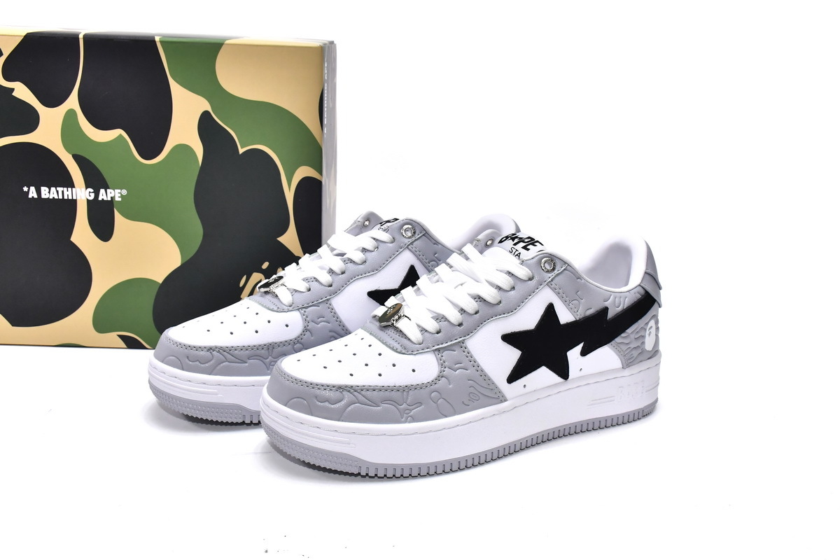 BMLin A Bathing Ape Bape Sta Low White Grey   1H70-191-002