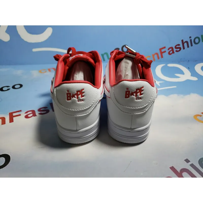 BMLin A Bathing Ape Bape Sta Low White Red Border,1J30-291-017