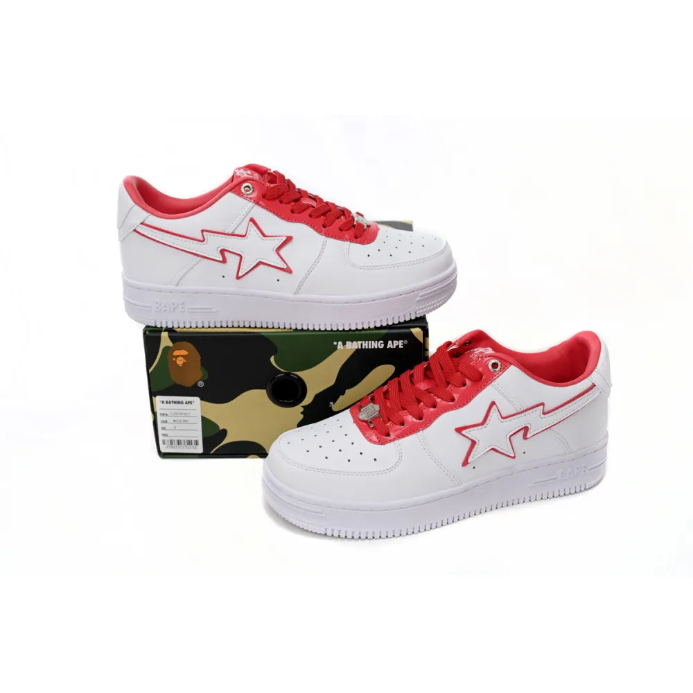 BMLin A Bathing Ape Bape Sta Low White Red Border,1J30-291-017