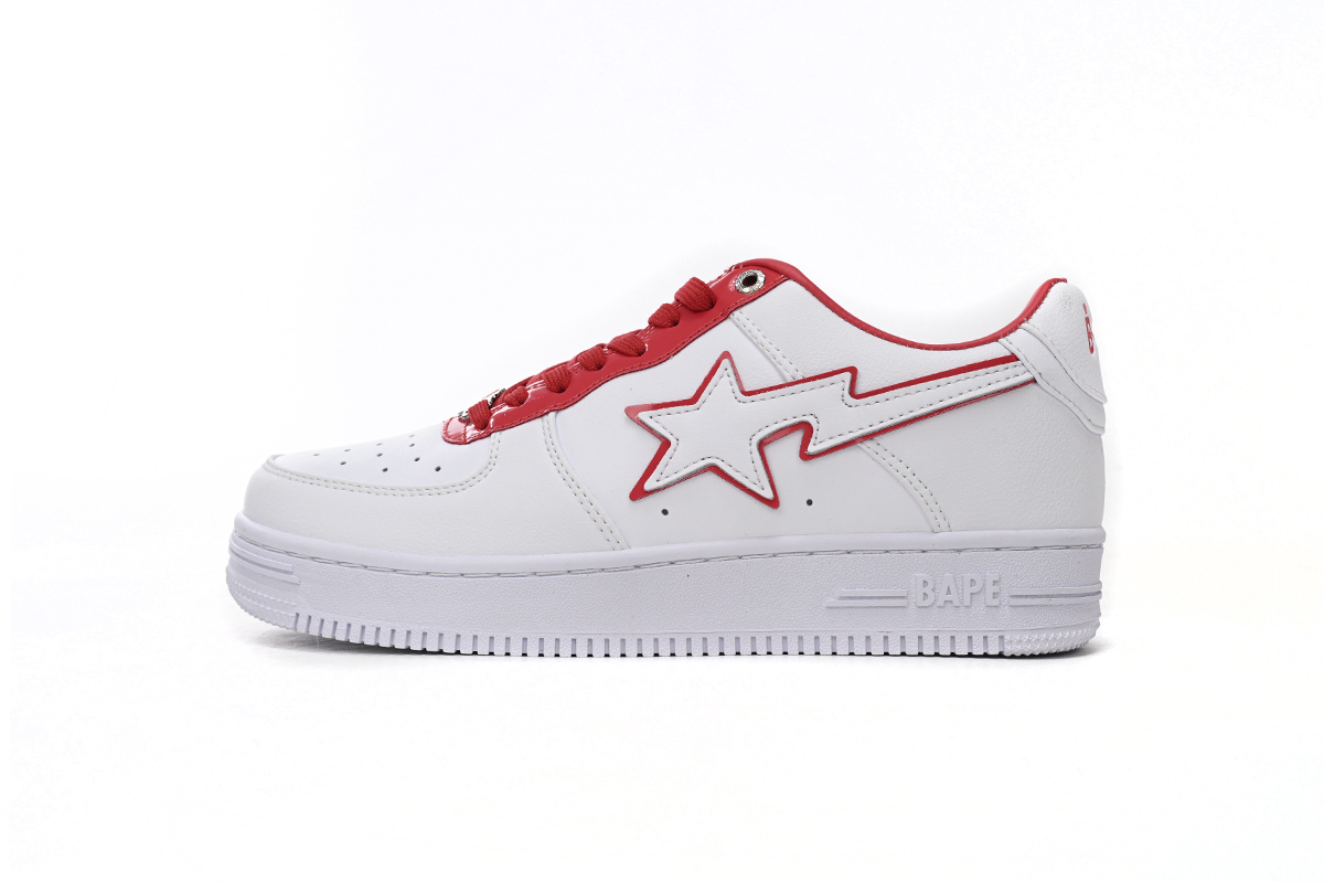 BMLin A Bathing Ape Bape Sta Low White Red Border,1J30-291-017