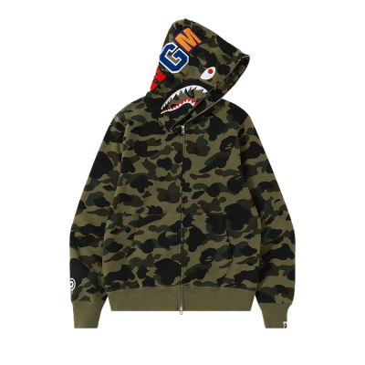 BAPE 1st Camo Shark Full Zip Hoodie Green 01