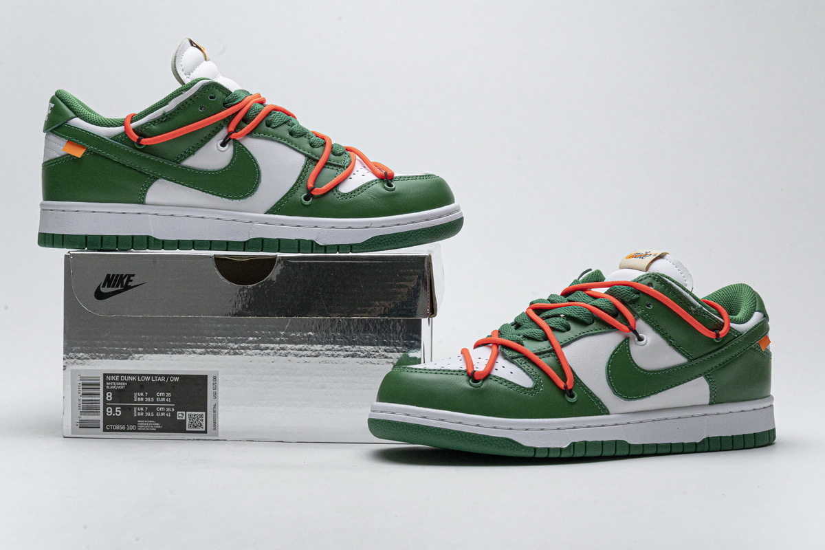 🔥FREE SHIPPING🔥|  Dunk Low Off-White Pine Green,CT0856-100