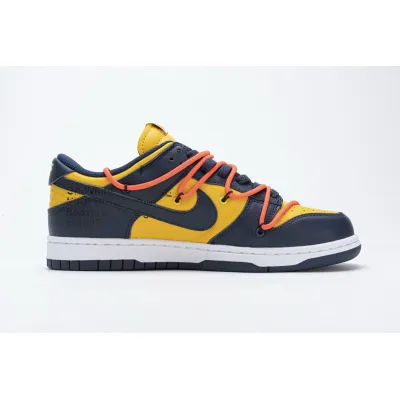 🔥FREE SHIPPING🔥| Dunk Low Off-White University Gold Midnight Navy,CT0856-700 01