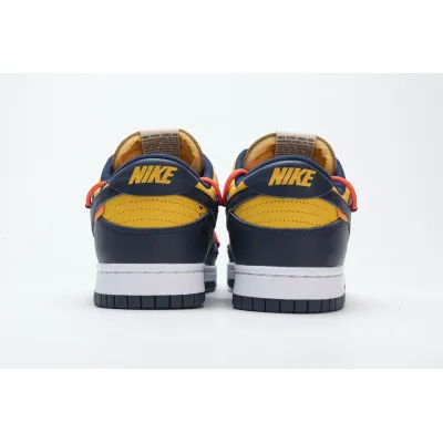 🔥FREE SHIPPING🔥| Dunk Low Off-White University Gold Midnight Navy,CT0856-700 02
