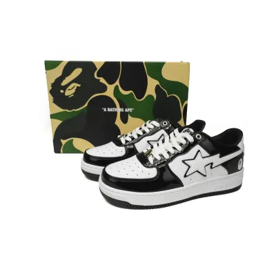 OG A Bathing Ape Bape Sta Low Black White,1H70-191-001 02