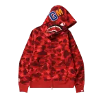 【Now 50% Off】BAPE Color Camo Shark Full Zip Hoodie Red，1H70 115 008 RED
