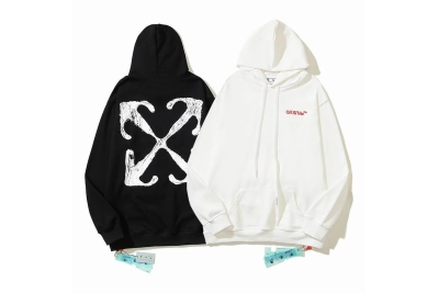  Off White Hoodie Black/White, estn08 01