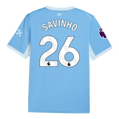 Manchester City 2026/27 Kids #26 Savinho EPL Home Jersey - Fan Version Football Shirt-Regular Fit 01