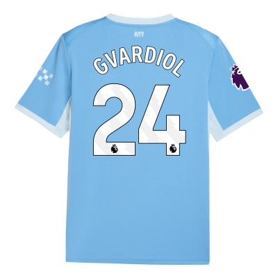 Manchester City 2026/27 Kids #24 Josko Gvardiol EPL Home Jersey - Fan Version Football Shirt-Regular Fit 01