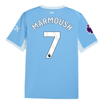 Manchester City 2026/27 Kids #7 Omar Marmoush EPL Home Jersey - Fan Version Football Shirt-Regular Fit 01