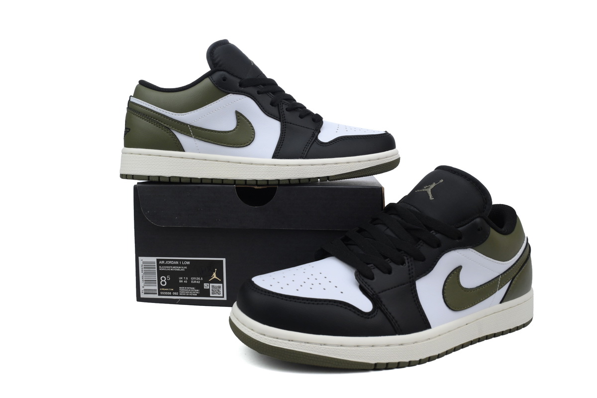 XH Air Jordan 1 Low 'Black Toe Medium Olive'