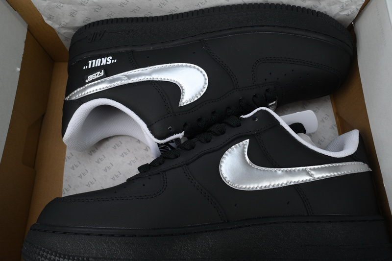 KJ Nike Air Force 1 Low Black Silver