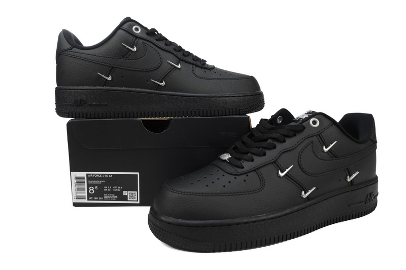 KJ Nike Air Force 1 Low Black Silver Mini Swoosh