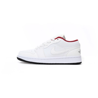 AQ Air Jordan 1 Low All-white Red 01