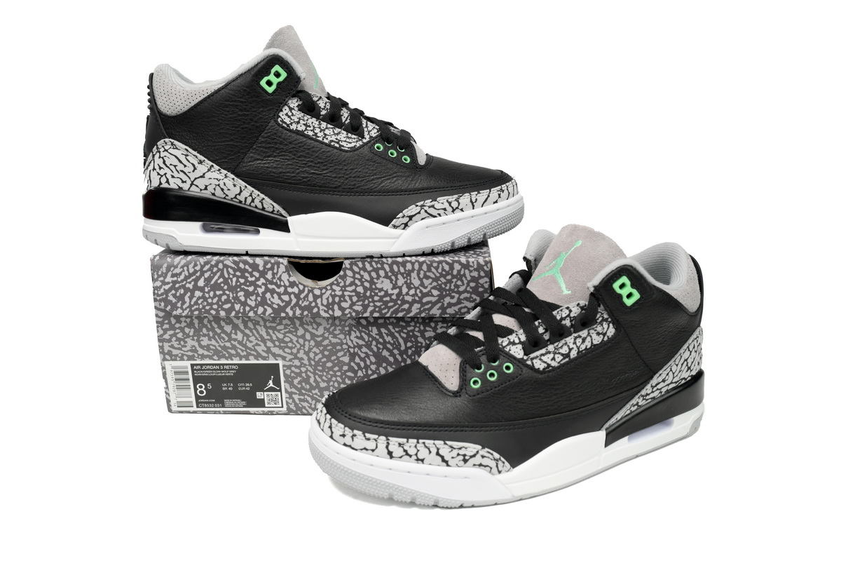 BS Air Jordan 3 "Black/Green Glow"