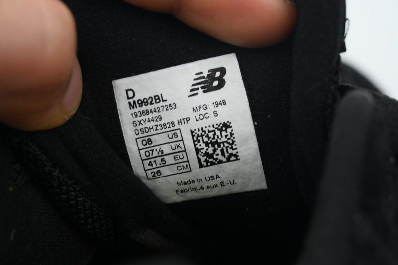 New Balance 992 Black Gray White