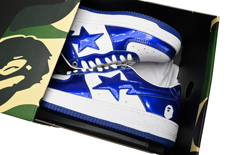 A Bathing Ape Bape Sta Low Blue and White Mirror Finish