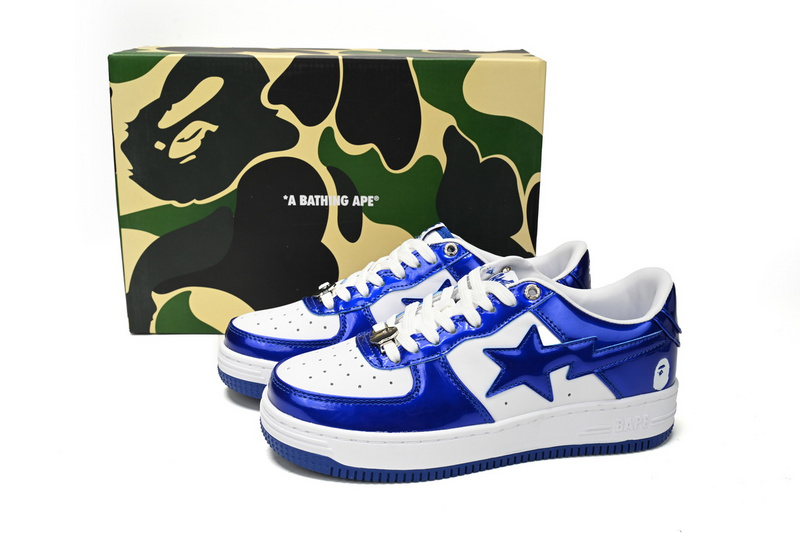 A Bathing Ape Bape Sta Low Blue and White Mirror Finish