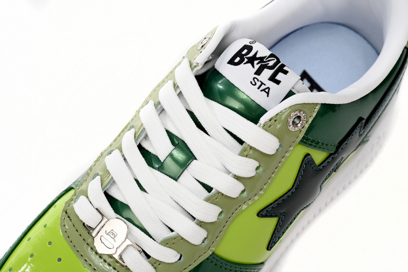 A Bathing Ape Bape Sta Low Black Green Mirror Surface