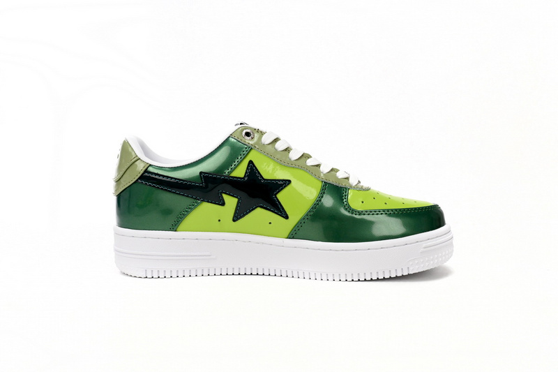 A Bathing Ape Bape Sta Low Black Green Mirror Surface