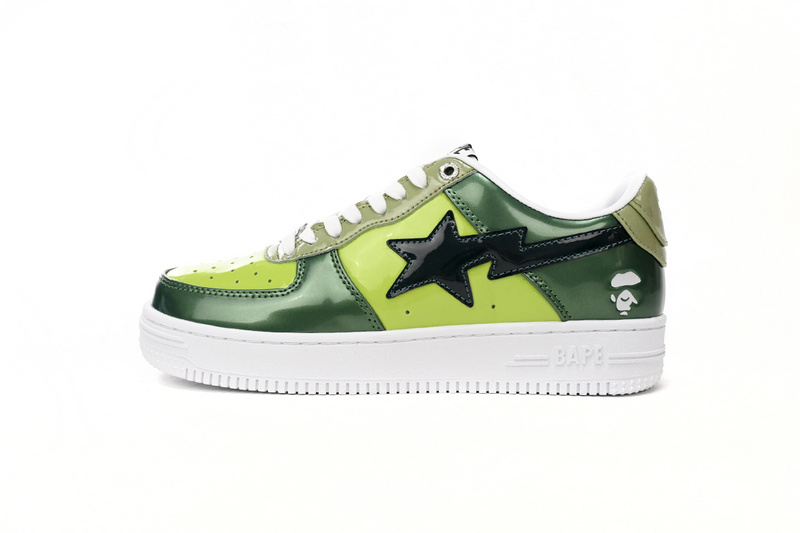 A Bathing Ape Bape Sta Low Black Green Mirror Surface