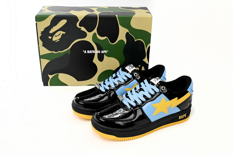 A Bathing Ape Bape Sta Low Black, Blue, And Yellow