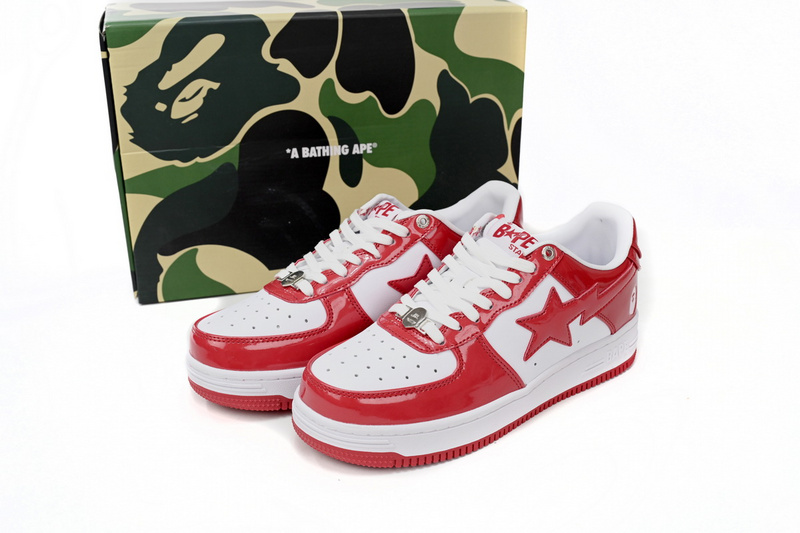 A Bathing Ape Bape Sta Low Red And White Mirror Surface