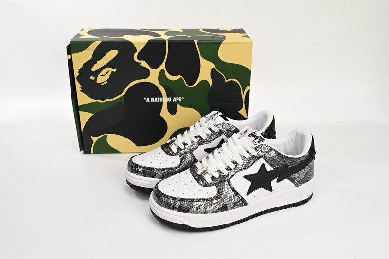 A Bathing Ape Bape Sta Low Black Black Snake Skin