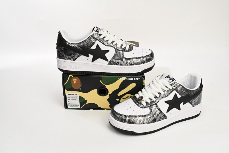 A Bathing Ape Bape Sta Low Black Black Snake Skin