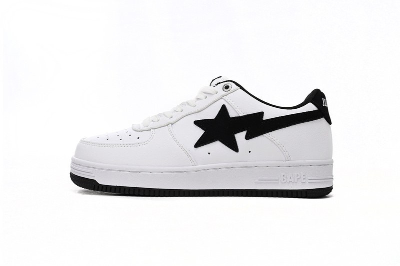 A Bathing Ape Bape Sta Low White And Black Tick