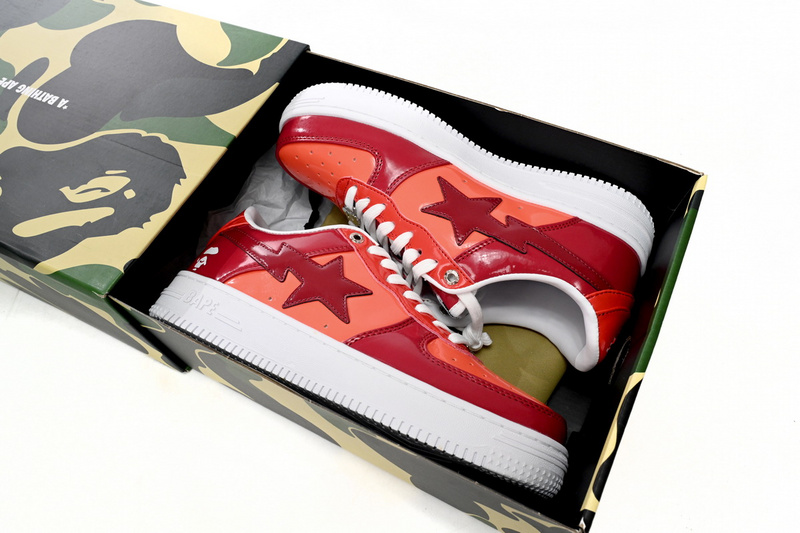 A Bathing Ape Bape Sta Low White Dark Red Mirror Surface