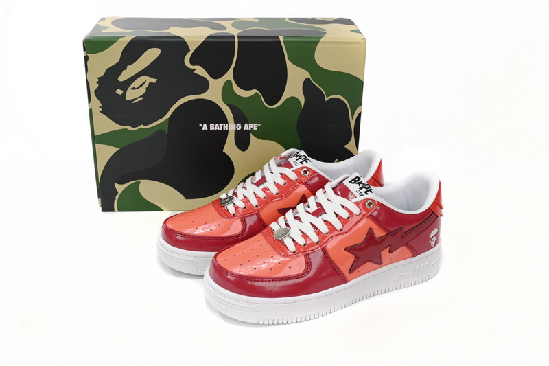 A Bathing Ape Bape Sta Low White Dark Red Mirror Surface