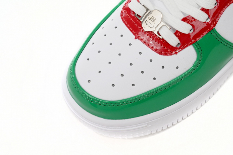 A Bathing Ape Bape Sta Low Red, white, and Green
