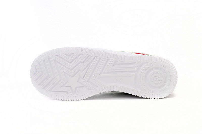 A Bathing Ape Bape Sta Low Red, white, and Green