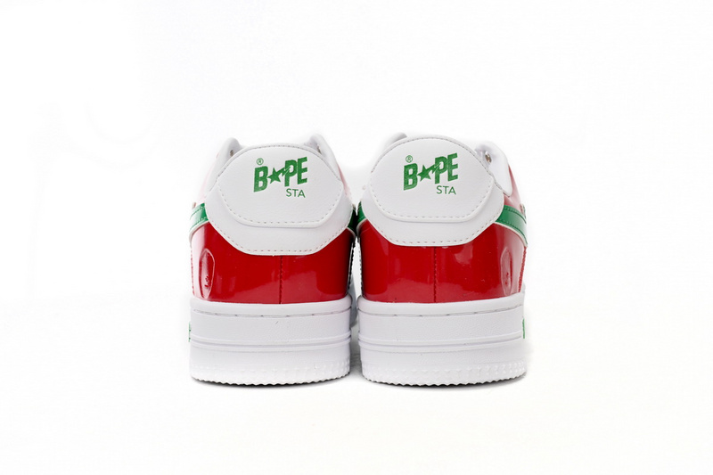 A Bathing Ape Bape Sta Low Red, white, and Green