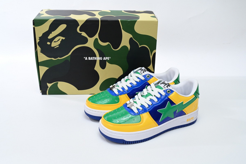 A Bathing Ape Bape Sta Low Black Yellow Green Orchid