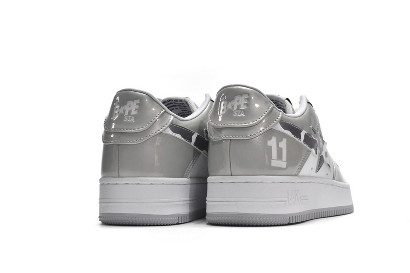 A Bathing Ape Bape Sta Low White Grey Mirror Surface