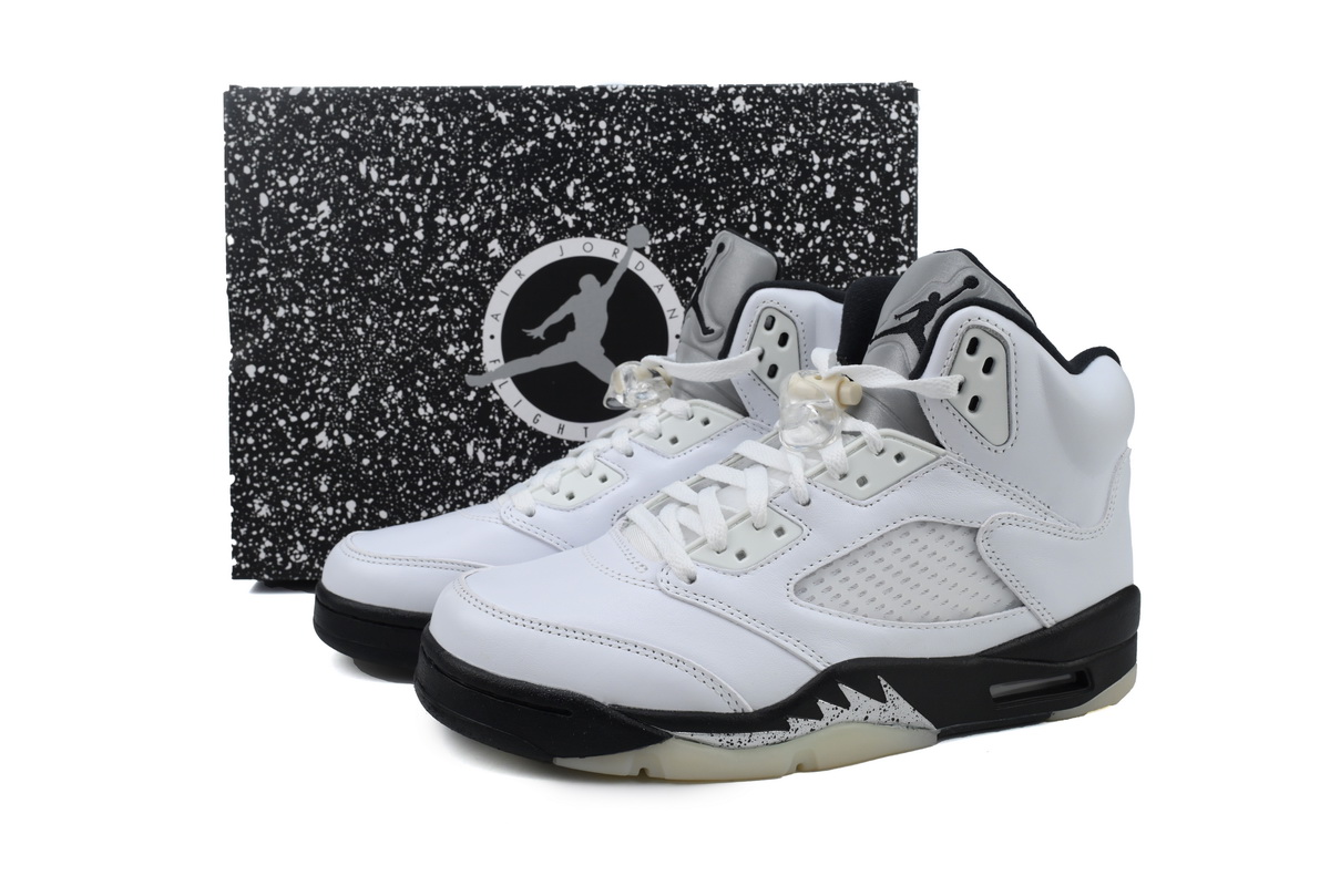 JN Air Jordan 5 Retro 'White Black'