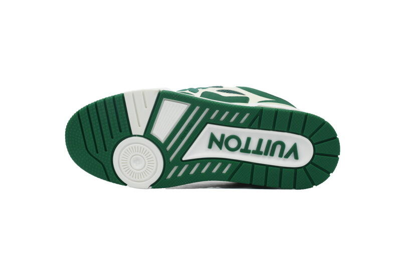Louis Vuitton Leather lace up Fashionable Board Shoes White Green
