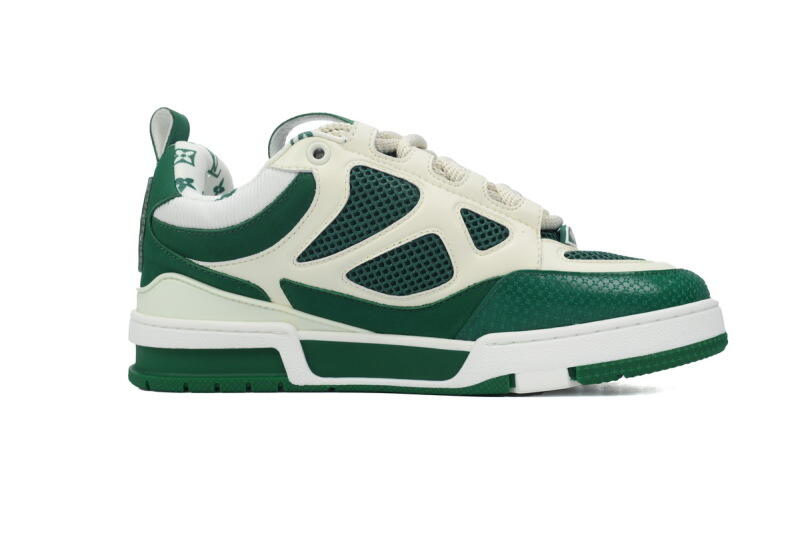 Louis Vuitton Leather lace up Fashionable Board Shoes White Green