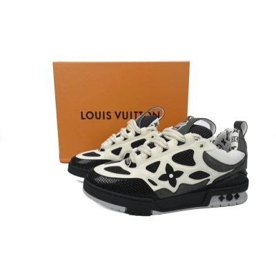 Louis Vuitton Leather lace up Fashionable Board Shoes Black Gray 02