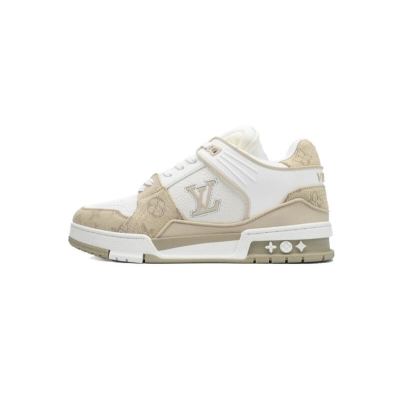 LOUIS VUITTON Trainer White Khaki 01