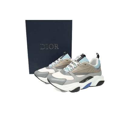 Dior White, Blue, & Black 'B22' Sneakers Rice Grey Blue 02