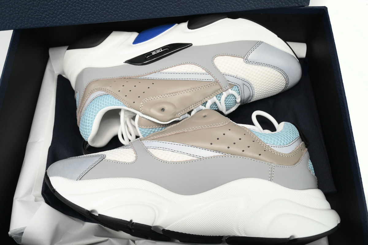 Dior White, Blue, & Black 'B22' Sneakers Rice Grey Blue