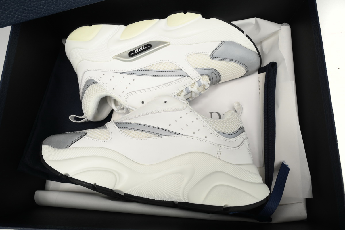 Dior White, Blue, & Black 'B22' Sneakers Rice White Gray